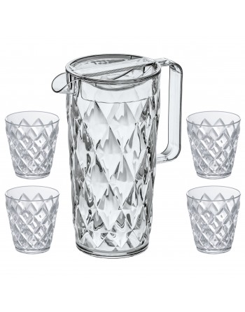 Komplet dzbanek Crystal z 4 szklankami transparentny 4007535